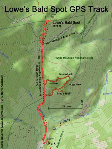 GPS track to Lowe's Bald Spot in New Hampshire