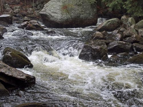 Brush Brook flowing into Edward MacDowell Lake Flood Control Area at Peterborough in southwestern New Hampshire