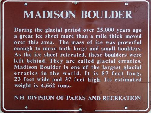 kiosk information sign at Madison Boulder Natural Area in New Hampshire