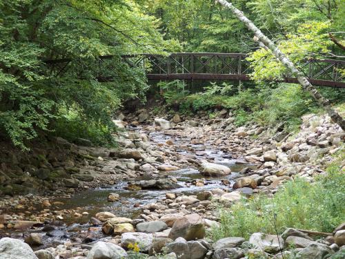 footbridge in September taking the LT/AT across a stream from Route 9 toward Maple Hill in southern Vermont