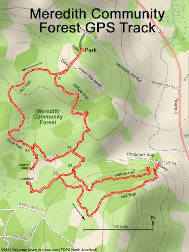 GPS track in January at Meredith Community Forest in New Hampshire