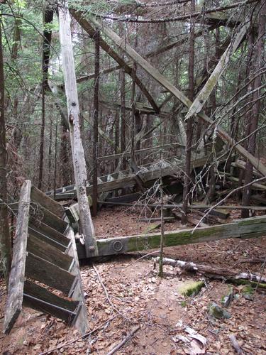 tipped over and dismantled fire tower on Mill Mountain in norhtern New Hampshire