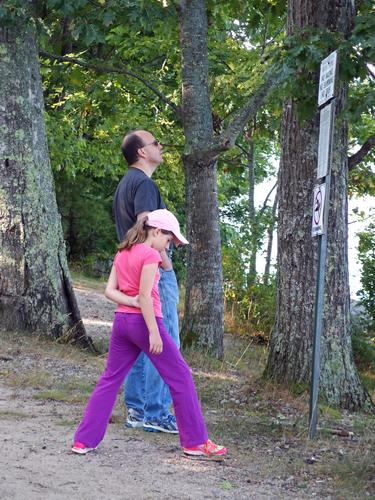 David and Talia at the parking spot for hiking Mine Hill in southern New Hampshire