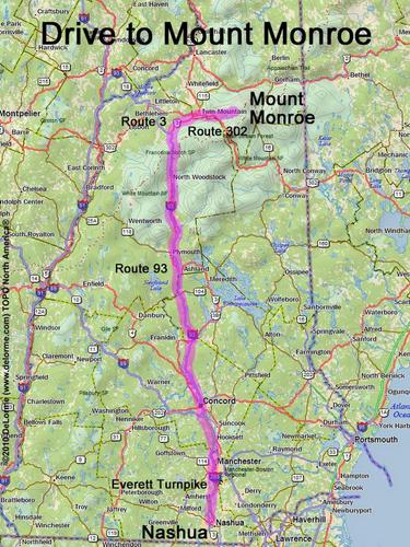 Mount Monroe drive route