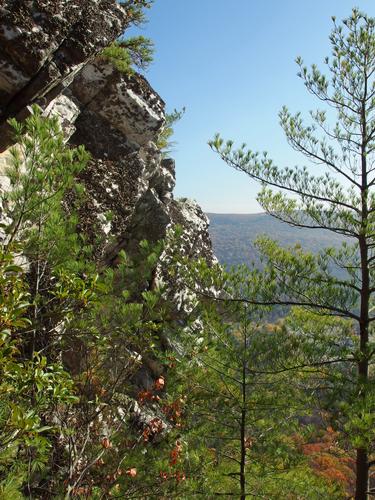 vertical rock structure of Squaw Peak on Monument Mountain in western Massachusetts