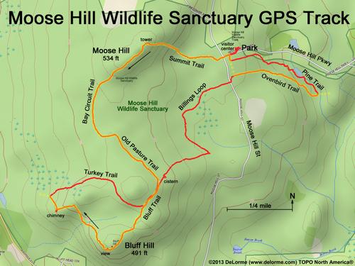 GPS Track at Moose Hill Wildlife Sanctuary in eastern Massachusetts