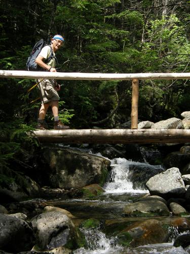 hiker on the Asquam Ridge Trail to Mount Moosilauke in New Hampshire