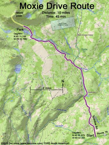 Moxie Mountain drive route