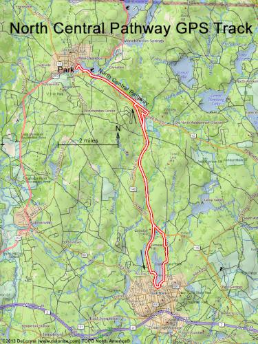 GPS track in October on the North Central Pathway near Winchendon in northern Massachusetts