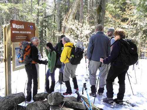 hikers on the trail to North Pack Monadnock Mountain in New Hampshire