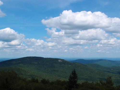 view from South Pack Monadnock Mountain of North Pack Monadnock Mountain in New Hampshire