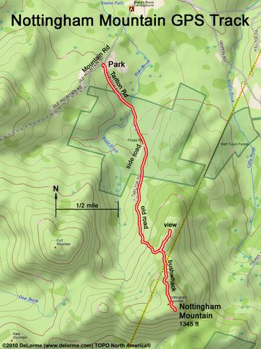 GPS track to Nottingham Mountain in New Hampshire