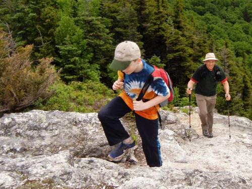 Carl and Fred head up toward the summit of The Nubble in the White Mountains of New Hampshire