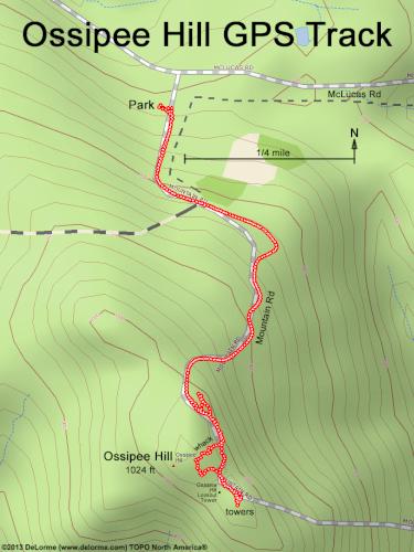 GPS track in December at Ossipee Hill in southern Maine