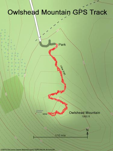 GPS track in June to Owlshead Mountain in northern VT