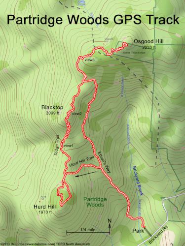 GPS track in December at Partridge Woods in southern New Hampshire