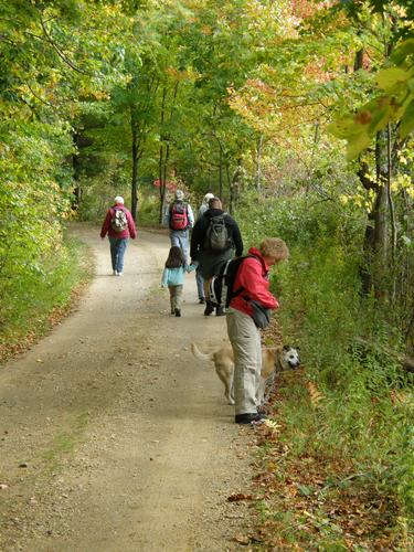 hikers on Tower Road to Pawtuckaway South Mountain in New Hampshire