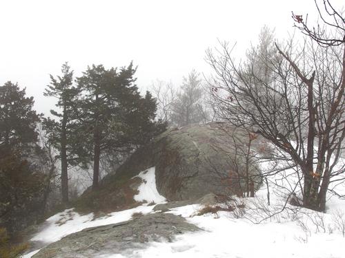 fogged-in view on Pawtuckaway North Mountain in New Hampshire