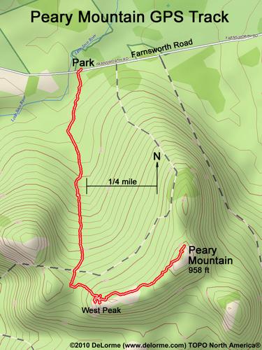 GPS track to Peary Mountain in Maine