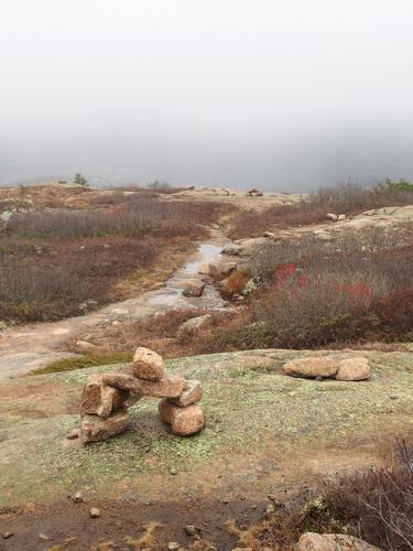 Bates Cairns marking the trail atop Penobscot Mountain in Acadia Park, ME