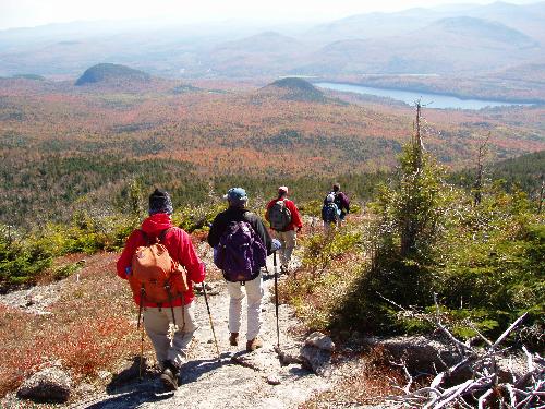 hiking down off North Percy Peak in New Hampshire