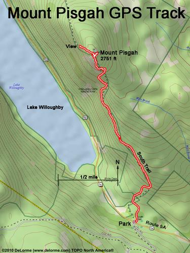 GPS track to Mount Pisgah in Vermont
