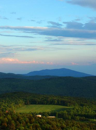 sunset view of Mount Monadnock as seen from Pitcher Mountain in New Hampshire