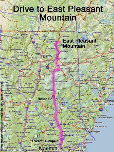 East Pleasant Mountain drive route