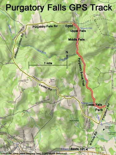 GPS track to Purgatory Falls in New Hampshire