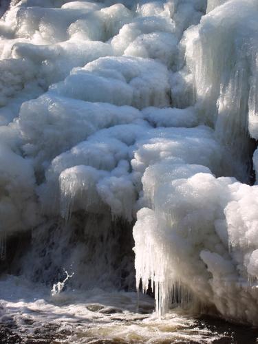 winter ice on Lower Purgatory Falls in New Hampshire