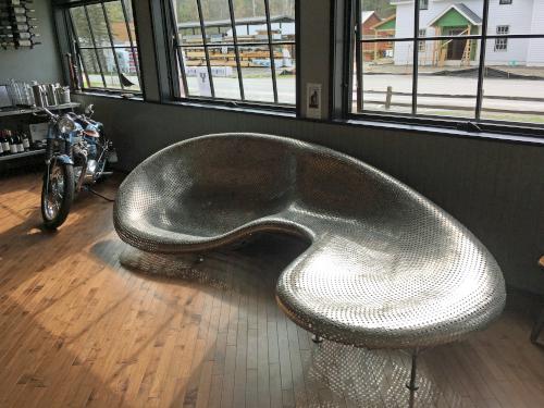 nickel couch at the Fat Crow in Newfane near Putney Mountain in southern Vermont