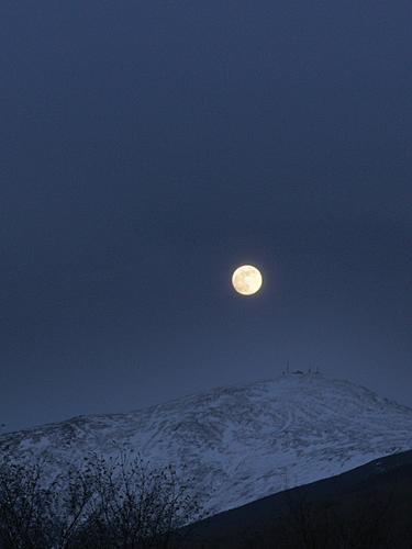 moonrise over Mount Washington as seen from the Red Bench in New Hampshire