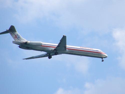 airplane over Revere Beach in Massachusetts