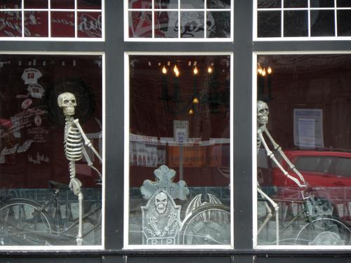 Halloween window display at Nashua Riverwalk in New Hampshire