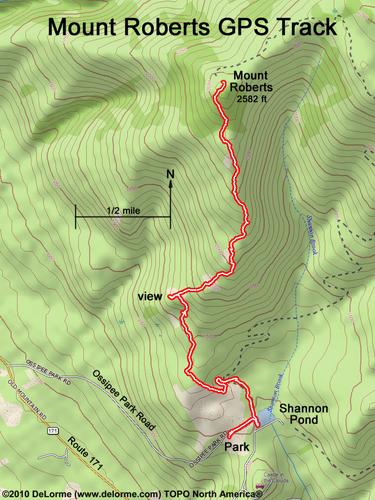 GPS track to Mount Roberts in New Hampshire