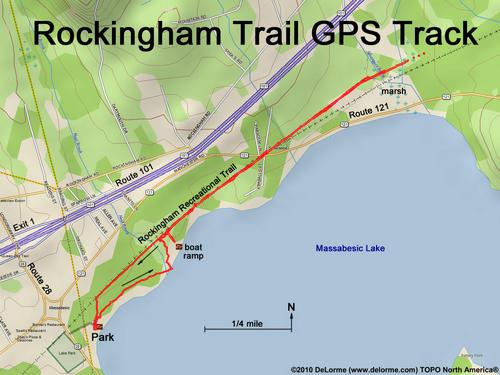 GPS track on Rockingham Recreational Trail in New Hampshire