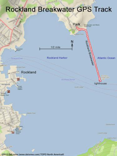 GPS track in September at Rockland Breakwater in Maine