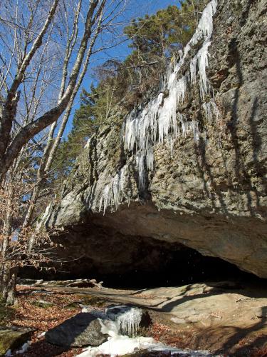 cave in November on the south side of Royal Arch Hill in southwest New Hampshire
