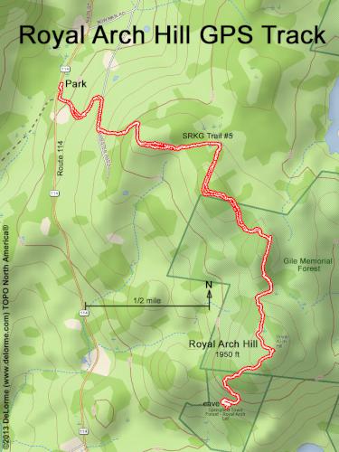 GPS track to Royal Arch Hill in southwest New Hampshire