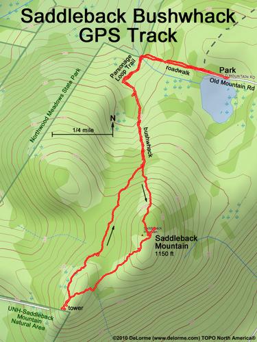 GPS track to Saddleback Mountain in southern New Hampshire