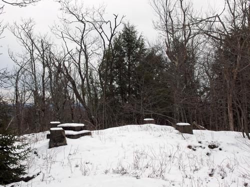 footings for an old fire tower on Sams Hill in southwestern New Hampshire