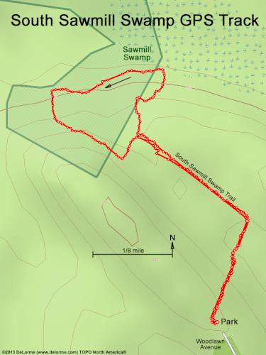 GPS track in February at South Sawmill Swamp in southeast NH