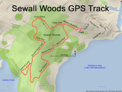 GPS track in August at Sewall Woods near Wolfeboro in New Hampshire