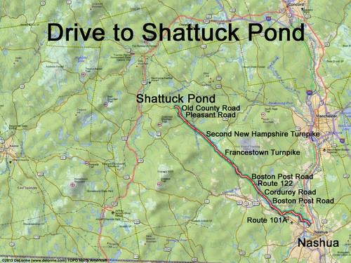 Shattuck Pond drive route
