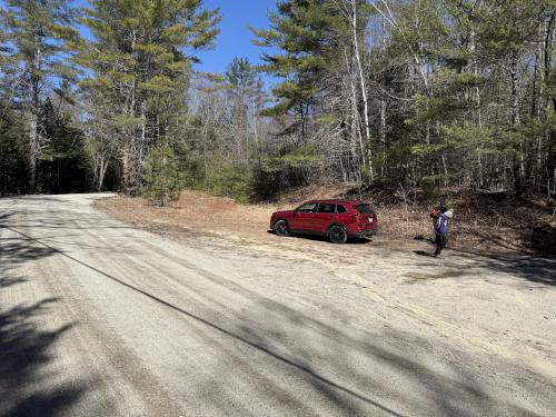 parking in April at Shattuck Pond in southern NH