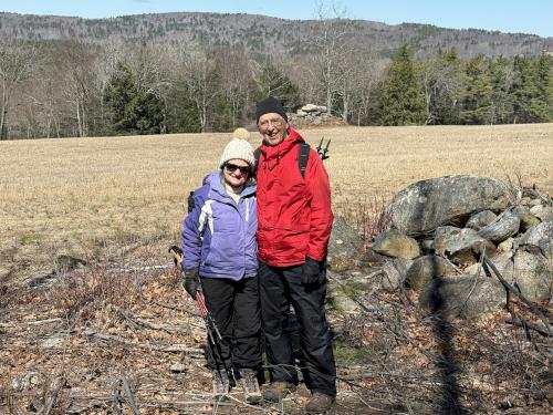 Andee and Fred atop Lincoln Hill in April at Shattuck Pond in southern NH