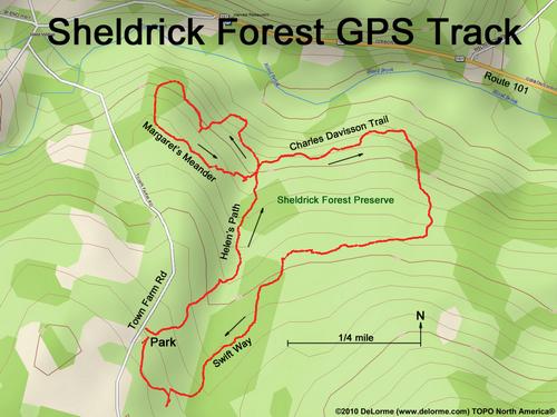 GPS track to Sheldrick Forest in southern New Hampshire