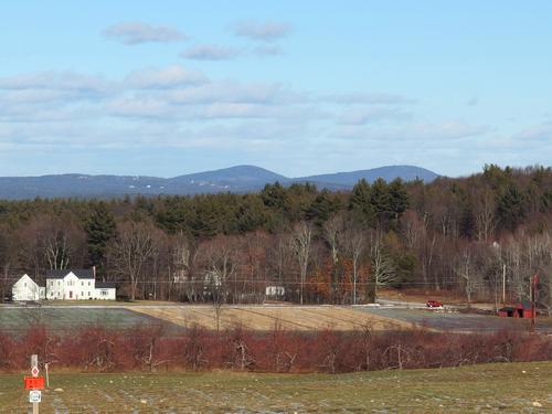 view of the Uncanoonuc Mountains from Silver Lake State Park in southern New Hampshire