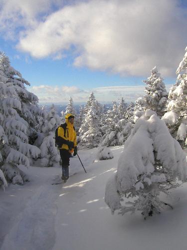 hiker on Lambert Ridge in New Hampshire