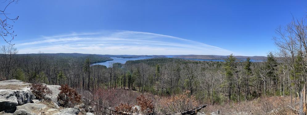 view in April of Quabbin Reservoir property from Soapstone Hill in central MA